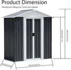 5FT x 3FT Outdoor Storage Metal Anti-Corrosion Utility Tool House with Lockable Door & Shutter Vents，Outdoor Waterproof Garden Tool Storage Sheds（with Metal Foundation）