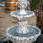58.3" 3-Tier Outdoor Freestanding Water Fountain - Classic Leaf Design, Large Bird Bath with Pump - Ideal for Yard, Lawn and Garden Décor