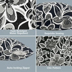 LVTXIII Outdoor Throw Pillow Covers 20 x 20 Inch, Covers ONLY Modern Cute Pattern Decorative Square Toss Pillow Case Pack of 2 for Home Patio Garden Sofa Bed Furniture, Flower Black