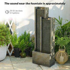 35.4" H Modern Indoor Outdoor Waterfall Fountain with Gentle Sound, Resin Garden Water Fountain Outdoor with Lights, Black Stream Panel Floor-Standing Garden Feature for Patio, Balcony, or Home Decor