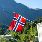 Norway Norwegian Flag 3x5 ft Outdoor, Double Sided 3 Ply Heavy Duty National Flag for NO, 100% Quality Polyester Norwegian Banner with Brass Grommets 4 Rows Stitches