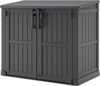 36 Cu Ft Resin Outdoor Storage Shed, Weatherproof Horizontal Outdoor Storage Cabinet with Dual Lock Door for Backyard, Patio, Garage, Garden(Black)