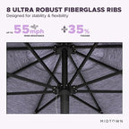 Midtown Umbrellas Push and Pop 9 Feet Outdoor Umbrella, Purple Texture Polyester Fabric - Fiberglass Ribs Deck Patio Umbrella, Backyard Umbrella, Garden Umbrella & Pool Umbrella - Black Pole