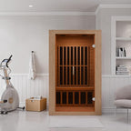 SteamSpa 1-2 Person Low EMF Carbon FAR Infrared Hemlock Wood and Tempered Glass Indoor Home Sauna Room with LED Touch Control Panel, Color LED Therapy Light, Bluetooth Speaker
