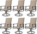 Amopatio Patio Swivel Chairs Set of 6, Outdoor Swivel Rocker Dining Chairs with All Weather Textilene High Back & Metal Frame, for Backyard Deck Lawn (Brown)