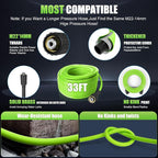 Adjustable Pressure Cleaner with 33FT Flexible Extension Hose + 34FT Power Cord, 4 Nozzles, Foam Cannon, Best Power Cleaner for Cars, Patios, Driveways, Green