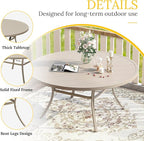 VICLLAX 7 Pieces Patio Dining Set for 6-Outdoor Furniture Includes 53" Round Outdoor Table and Swivel Padded Chairs, Sandshell Color Tabletop and Fabric