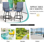 Vongrasig 2 Piece Patio Swivel Bar Chairs, All Weather Metal Textile High Swivel Bar Stools Chairs, Outdoor High Top Bistro Set for Backyard, Lawn Garden, Balcony, Denim Blue