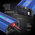 VOLTWORKS 24 Volt 2000W Pure Sine Wave Power Inverter 24V DC to 110V 120V AC and Hardwire Block with LCD Display Remote Controller Compatible with Lithium Battery for Off-Grid Solar RV Car Truck Boat