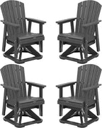 SERWALL Adirondack Swivel Glider Chair, HDPE Swivel Glider Set of 4 for Outdoor, All-Weather Glider Chair for Porch, Balcony, Slate Grey