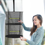 2 Layer Herb Drying Rack, Collapsible Mesh Drying Rack, Small Hanging Drying Net with Green Zipper & Hooks, Indoor Outdoor for Drying Herbs, Socks, Underwear, Seafood & Camping Food (11.81")