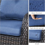 HUMMUH Patio Furniture 6 Pieces Outdoor Furniture Set PE Wicker Patio Couch with Swivel Glider Chairs,Patio Ottomans,Side Table