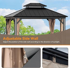 Gazebo Curtain Replacement Universal 4-Panel Sidewalls 10' x 12', Outdoor Gazebo Privacy Curtains with Zipper, Replacement for Outdoor, Patio Canopy, Garden and Backyard (Curtain Only)