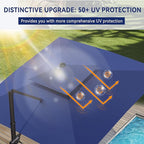 10' X 10' Cantilever Patio Umbrella Outdoor Heavy Duty Double Top Windproof Square Offset Umbrellas with 360-degree Rotation for Pool Deck Backyard, Navy