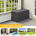 100 Gallon Deck Box Outdoor Waterproof, Rattan Outdoor Storage Box, Patio Storage Boxes for Cushions, Pillow, Garden Tools, Equipment