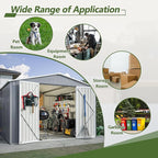 10×10 FT Outdoor Storage Shed,Metal Aluminum Waterproof Tool Sheds with Foundation,Doors & Vents,Heavy-Duty Sheds Unit W/Lock & Key,for Storing Bicycles,Lawnmowers,Barbeques,Gray