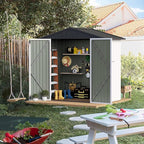 Furniwell Outdoor Storage Shed, Metal Garden Sheds Outdoor Storage House with Single Lockable Door for Backyard Patio Lawn (White, 6 x 4 FT)