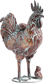 Metal Rooster & Hen with Chicks Garden Sculpture Statue Outdoor Decor Yard Art Chicken Decoration Set Garden Sculptures & Statues for Home Backyard Patio Lawn Decorations