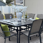 Patio Table and Chairs Set of 8, All-Weather Breathable Textilene Patio Chair with Gourd-Shaped Armrests, 60x60 Square Table with Umbrella Hole, 9 Pcs Metal Frame Patio Dining Set