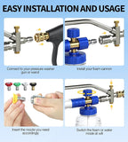 Dual Spray Foam Cannon Power Washer Gun, 4350 PSI High Pressure Short Gun Snow Foam Lance with 1/4 Inch Quick Connector, Car Wash Sprayer with 5 Pressure Washer Nozzle Tips for Car Cleaning
