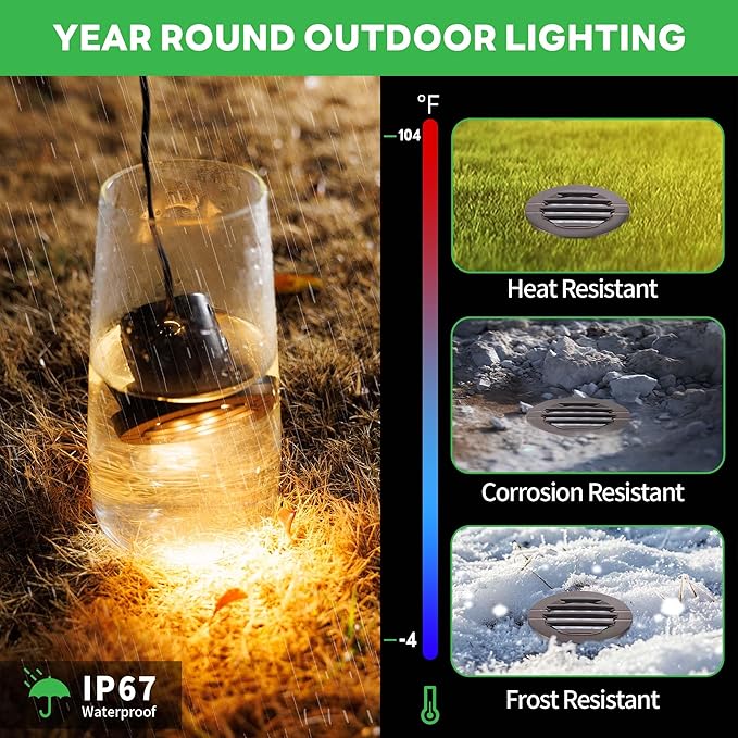 Well Lights Low Voltage, 12V In Ground LED Landscape Lights, IP67 Waterproof Outdoor, Louvered Top Aluminum ORB for Garden Driveway 6W 350LM 12 Pack