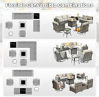 ovios 10 Pieces Patio Furniture Set, Outdoor Wicker Sectional Sofa with 30" Fire Pit Table Swivel Chairs, Modern Modular Deep Seat Rattan Couch Conversation Sets, Beige