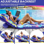 2025 New Pool Floats Adult, Inflatable Pool Lounge Floating Raft Chair with Adjustable Backrest Cup Holders for Swimming Pool Lake Beach Party, Tanning Floaties for Adults Heavy Duty