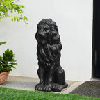 Glitzhome Guardian Sitting Lion Garden Statue MGO Outdoor Decoration, 27.75" H, Black
