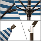 California Umbrella 9' Round Aluminum Pole Fiberglass Rib Market Umbrella, Crank Lift, Collar Tilt, Black Pole, Sunbrella Spectrum Mist