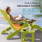 YEFU Adirondack Chairs Set of 6: Plastic Adirondack Chairs - Patio Chairs with Wood Texture - Outdoor Chair HIPS - Lawn Fire Pit Deck Porch Garden Chairs for Adults(Kelly Green)