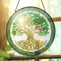 FLAGWIX Christmas Tree of Life Gifts for Women Men - Stained Glass Window Hanging 8 in - Xmas Birthday Gifts for Mom Grandma, Tree of Life Christmas Decorations Indoor, Celtic Suncatchers Garden Decor