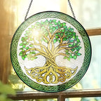 FLAGWIX Christmas Tree of Life Gifts for Women Men - Stained Glass Window Hanging 8 in - Xmas Birthday Gifts for Mom Grandma, Tree of Life Christmas Decorations Indoor, Celtic Suncatchers Garden Decor