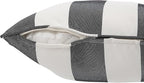 Outdoor Throw Pillow with Insert 18x18 Inch, Set of 2, Piping Edge Waterproof Fade Resistant Decorative Fluffy Pillows for Patio Furniture Chair Bench Couch Sofa - Black Ivory Striped