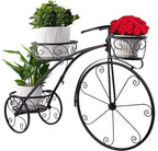 Sorbus Tricycle Plant Stand - Flower Pot Cart Holder - Ideal for Home, Garden, Patio - Great Gift for Plant Lovers, Housewarming, Mother’s Day - Parisian Style (Black)