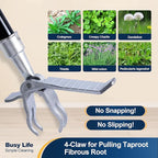Yocada Stand Up Weed Puller Tool 62.59“ Long Handle 4-Claw Steel Head Design Weeder Stick Easily Remove Weeds Roots Remover for Garden & Lawn Care