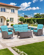 Luxury 22x24/22x25 6-Inch Smile Outdoor Cushions - 1 Set Deep Seat Water-Resistant Patio Furniture Replacement Cushion for Wicker Wood Metal Chair Rocker Loveseat Sofa - Turquoise