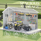 10.5x7.6x7.5 ft Outdoor Resin Storage Shed with Floor, Windows & Air Vents, Large Waterproof Tool Shed for Backyard, Garden, Lawn Equipment & Bikes, Grey