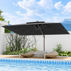 9x12 FT Patio Umbrella, Large Cantilever Rectangular Double Top Heavy Duty Offset Umbrellas with 360° Rotation, Outdoor shade for Garden Deck Pool, Gray