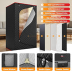 Manastin Upgraded Portable Steam Sauna for Home, Sauna Tent with 3L/1200W Steamer, XL Foldable and Remote Control, 99-Min Timer & 15 Power Levels, 2.6' x 2.6' x 5.9' Detox Spa for Relaxation,Black