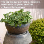 31.9" S-Shaped Water Outdoor Fountain–Modern Cascading Waterfall Feature with LED Lights & Planter Bowl, Garden Fountains Outdoor for Patio, Balcony, Yard or Home Decor, Resin Waterfall