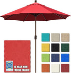 EliteShade USA 10-Year-Non-Fading 9Ft Market Umbrella Patio Umbrella Outdoor Table Umbrella with Ventilation,Logo Red