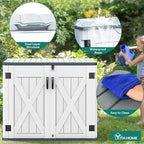 YITAHOME Outdoor Horizontal Storage Shed with X-Shaped Lockable Door, 35 Cu Ft Weatherproof Resin Tool Shed w/o Shelf, Ideal for Bike, Trash Cans, Garden Tools, Lawn Mowers, Light Gray