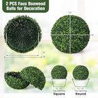 Goplus 2 PCS 19 Inch Artificial Plant Topiary Ball, Round Faux Boxwood Balls Outdoor, Garden Spheres Decorative for Front Door, Porch, Backyard, Balcony, Patio, Wedding and Home Décor