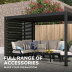 Mirador 111S Round Louvered Pergola Gazebo, 10Ft x 13Ft, Full Aluminum Frame, Adjustable Roof, Outdoor, Durable, Charcoal