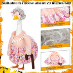Abbylike Halloween Porch Goose Outfits Old Lady Goose Clothes with Silver Wig Sunglasses for 23" Geese Grandma Costume Halloween Outdoor Patio Yard Lawn Decoration