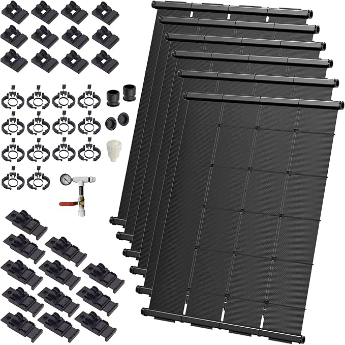 Industrial Grade Solar Pool Heater DIY Kit - Superior High-Wind Strapless Mounting System & Maximum Freeze Resistance (6-4'x12.5' / 300 Square Feet)