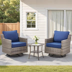 3 Pieces Outdoor Rocking Swivel Chairs with Side Table, Outdoor Furniture Swivel Chair with Comfy Cushions, Conversation Sets for Patio Deck Backyard Poolside