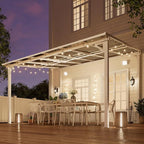 MEISSALIVVE 10' x 12' Wall Mounted Lean to Metal Awnings with Sloped Roof, Outdoor Patio Gazebo Awning for Backyard, Deck, White