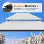 Modern Shade The Horizon Hardtop Gazebo 12' x 14' with 4 LED Lights, Permanent Outdoor Gazebo with Galvanized Steel Double Roof, Grill Pavilion with Decor Hooks, Mosquito Nettings, Black