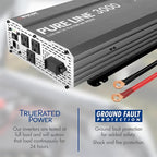 Wagan EL3810 Pure Line 3000 watt Power Inverter 6000 Watt Peak Surge Power DC 12V to 110V AC Car Inverter ETL Certified